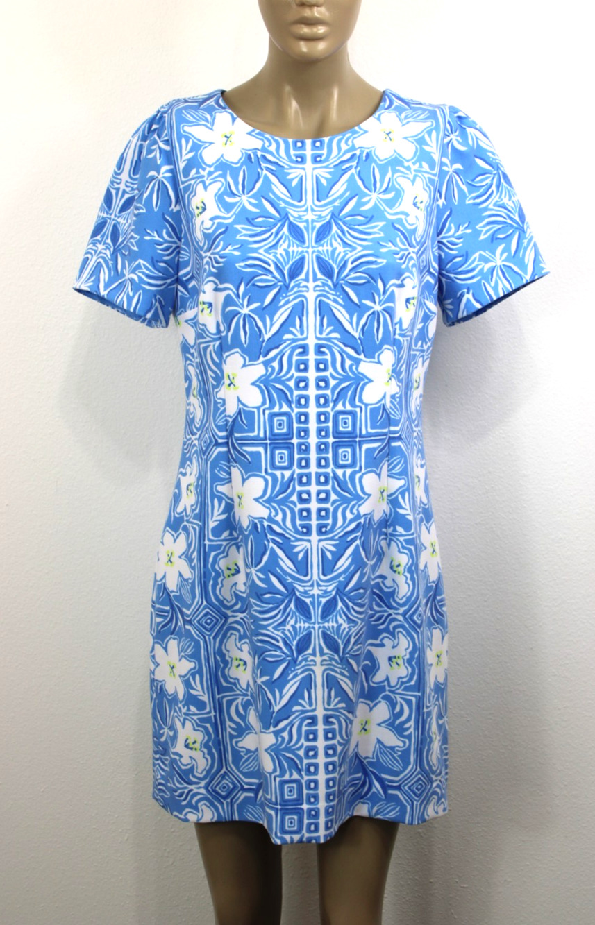 Lilly Pulitzer Dixey Stretch Shift Dress Lunar Blue My Flutter Size 8